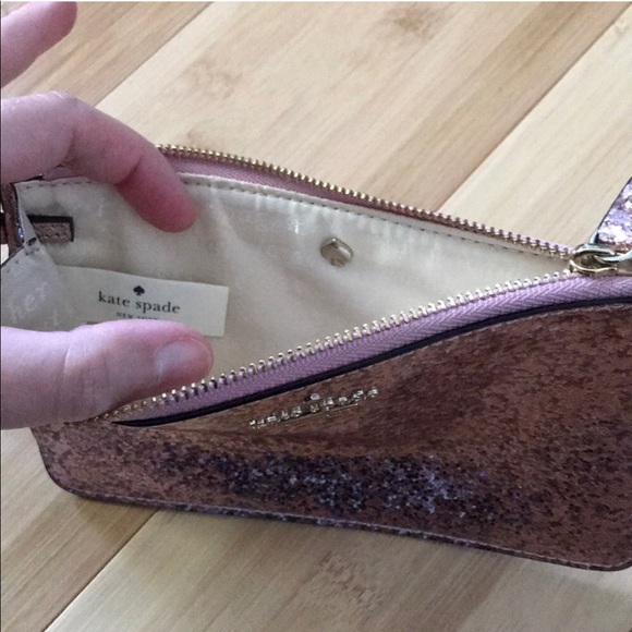 New Auth Kate Spade Pink Glitter Clutch Wristlet - Picture 5 of 8